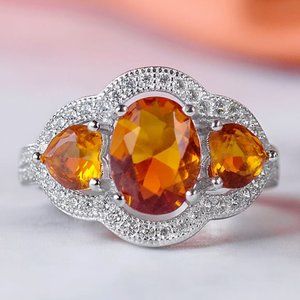 Citrine orange Gemstone ring, size 7, 925 Sterling Silver Charmed Aroma